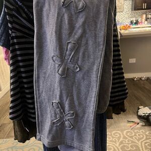 Gray Scarf with Cross Stitch Design